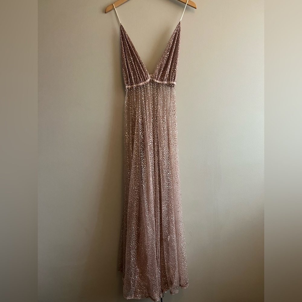 Rose gold sparkle maxi dress size 12